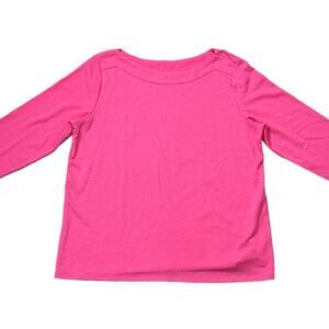 Hot Pink Rafaella Round Neck Soft Long Sleeve T-Shirt Size Large